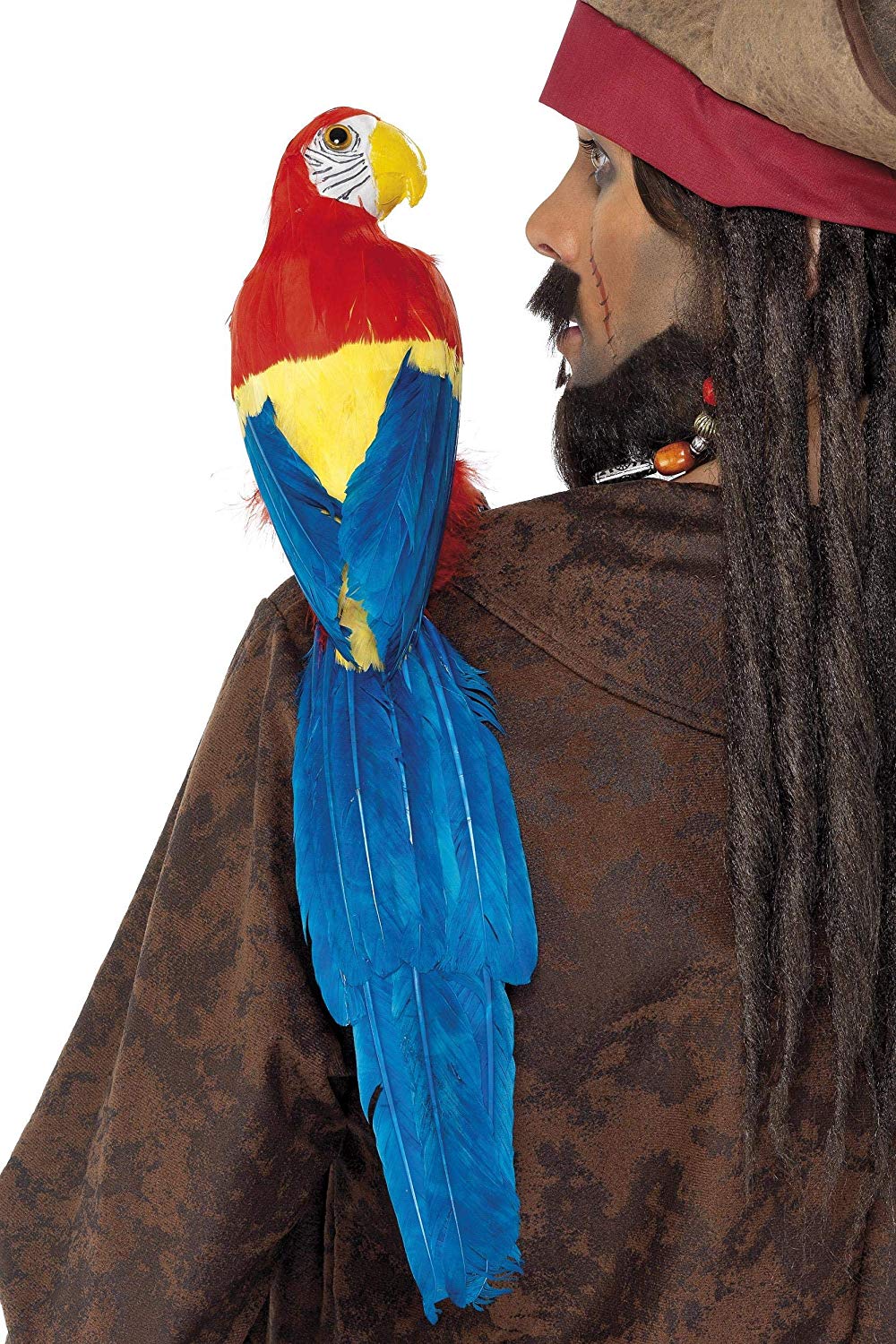 Smiffys Parrot 50cm / 20in, Multi-Coloured with Elastic Holder, Pirate Fancy Dress, Adult Dress Up Accessories
