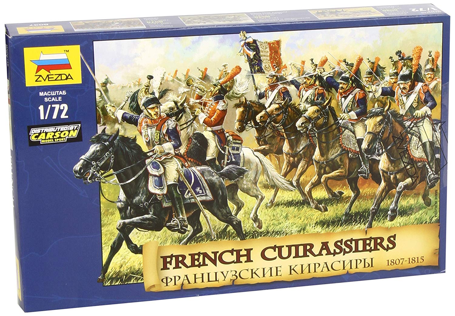 Zvezda ZV8037 1:72- Historical Figures Set French Cuirassier, Blue/White