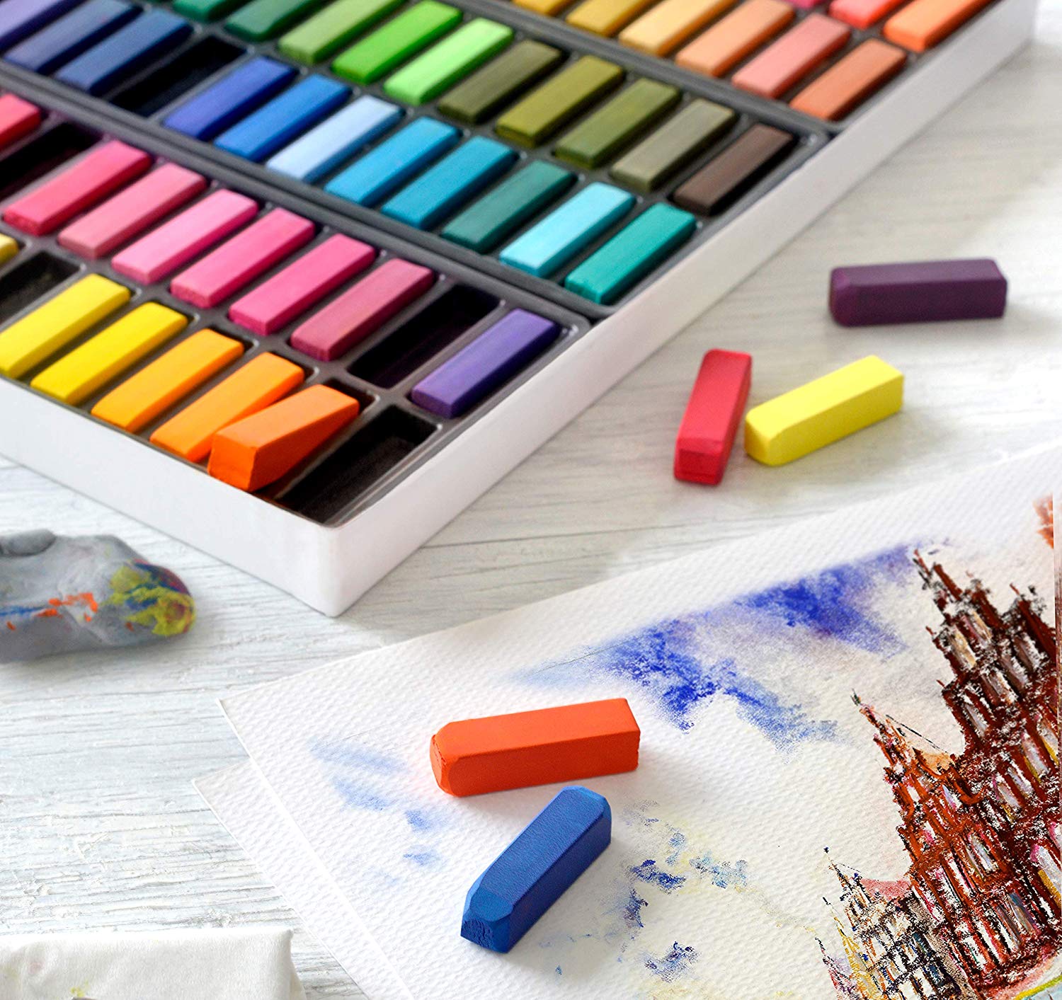 Faber-Castell Creative Studio Soft Pastels Mini, Multicoloured, Cardboard Wallet of 48, Art, Craft, Drawing, Sketching, Home - Image 2