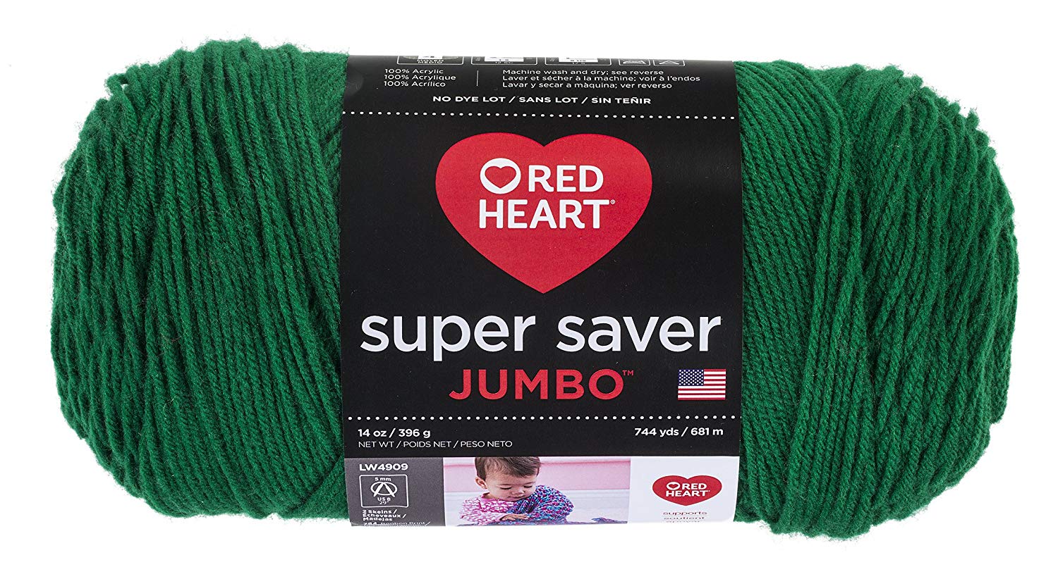 Coats Yarn Acrylic Blend Red Heart Super Saver Yarn-Paddy Green, E302C.0368, 1 Pack