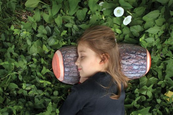 Kikkerland Polyester/ Spandex Log Head Rest Pillow, Brown - Image 3