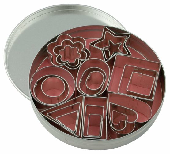 Dexam 17848976 Tinplate Cookie Cutter Miniature Assorted Shapes, Set of 24, Silver