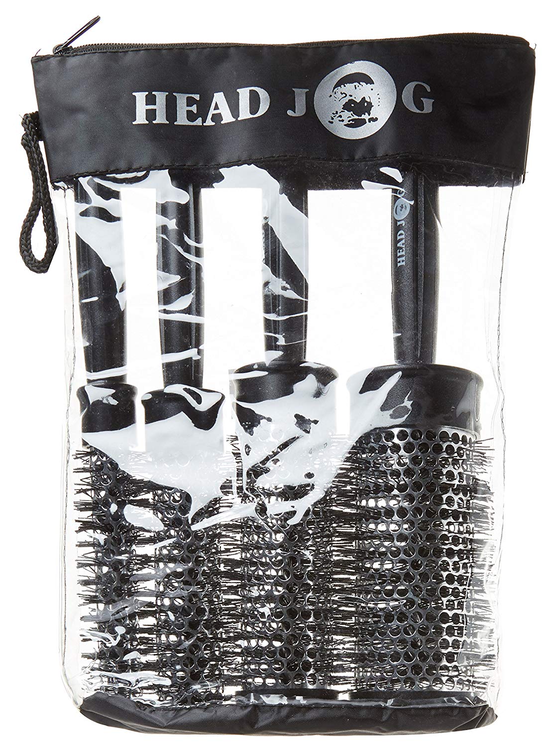 Head Jog Heat Retainer Hair Brush. Black & Silver Styling Round Hairbrush With Metal Barrel For Fast Drying. Round Vent Brush for Styling Blow Drying - Image 2