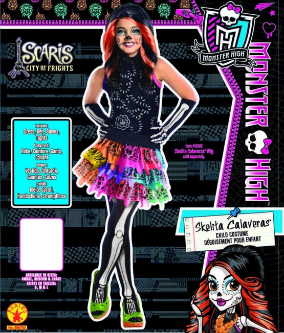 Rubie's Official Skelita Calvaeras + Tights Girls Fancy Dress Halloween Monster High Kids Costume - Image 2