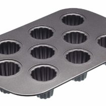 MasterClass KCMCHB89 Canele Moulds with PFOA Free Non Stick, Robust 1 mm Carbon Steel, 9 Hole 32.5 x 22 cm Baking Tin, Grey