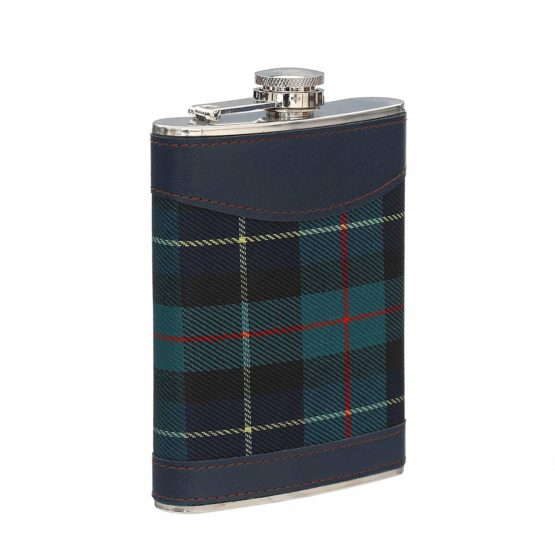 Premier Housewares 508266 Hip Flask Hip Flasks For Men Pocket Flask Flask Alcohol 8oz Hip Flask Mini Hip Flask Stitched Leather Trim Green Tartan Fabric 14hx10wx3d - Image 3