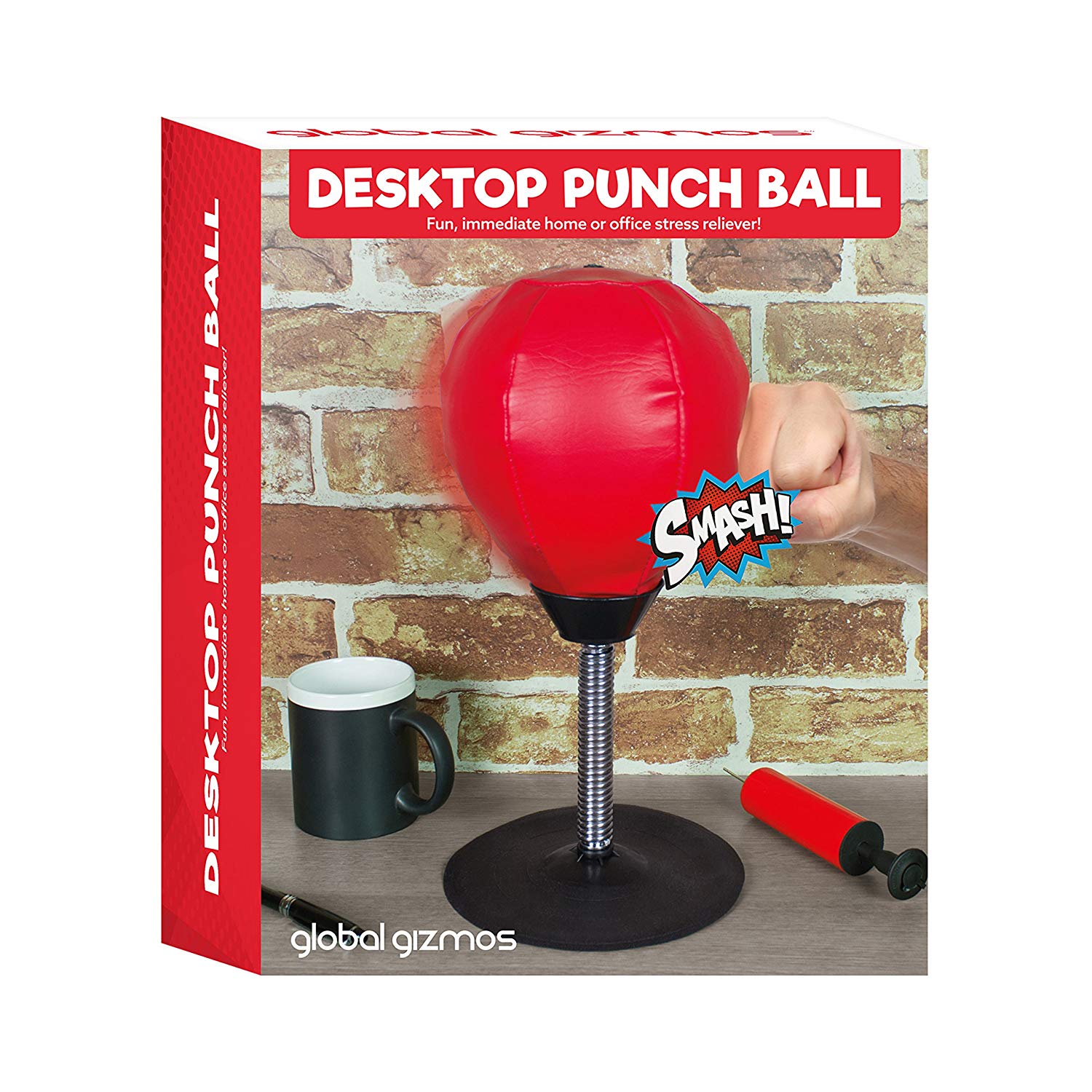 Global Gizmos Desktop Mini Punch Ball Stress Buster ~ Pump Included ~ Office, Home, Gift ~ Suction Bottom ~ 50440 - Image 4
