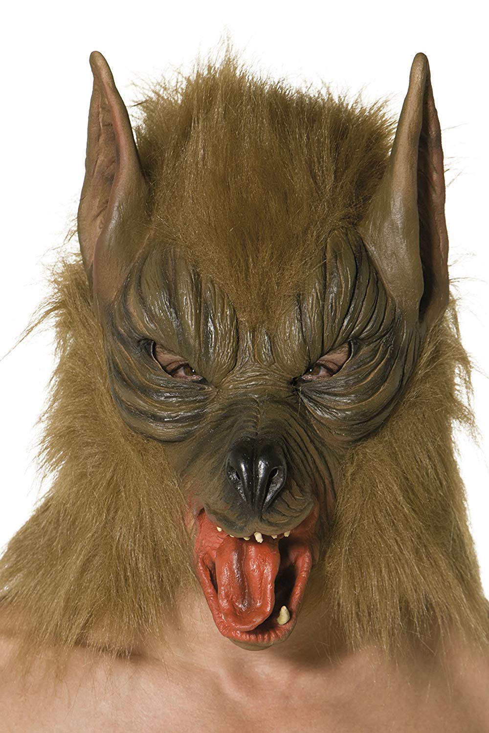 Smiffys Wolf Mask, Brown Overhead, Latex, Halloween Fancy Dress Accessory, Adult Dress Up Masks - Image 4