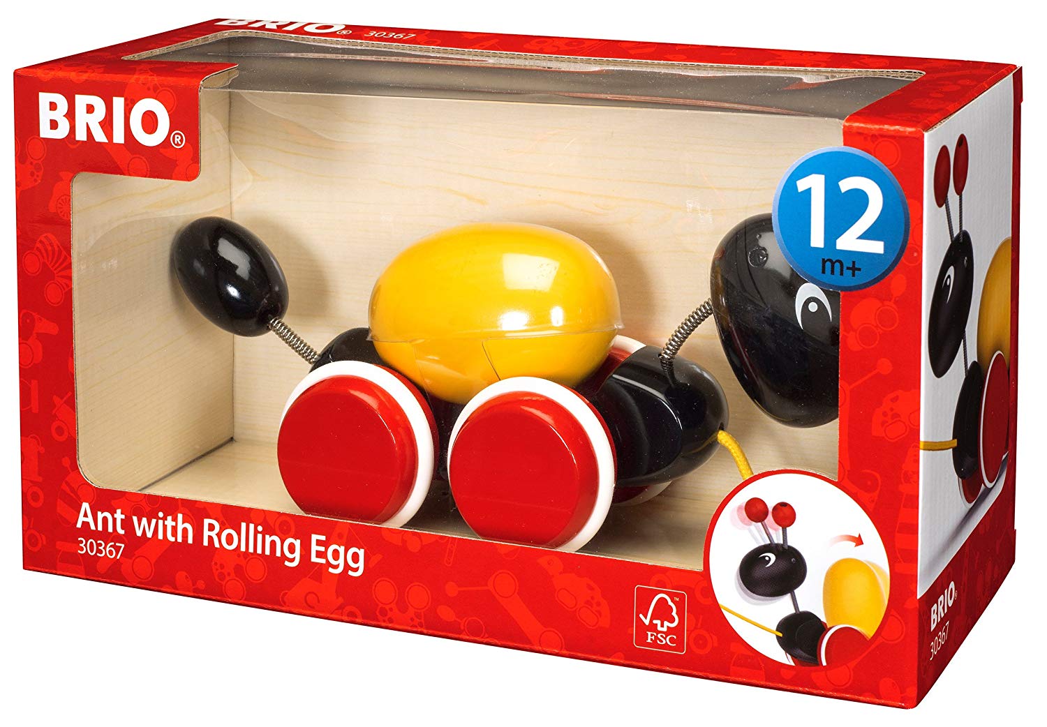 BRIO Ant with Egg Pull Along Toy Toddler Toys for Ages 12 Months Up (Kids 1 Year Old), Multicoloured - Image 2