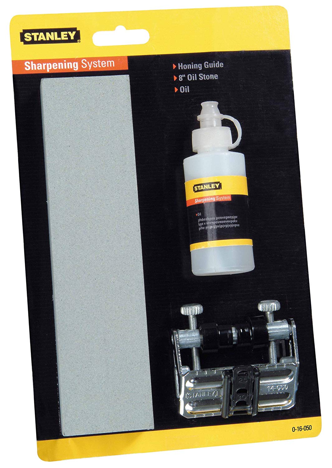 STANLEY 3 Piece Set Sharpening Stone and Oil with Honing Guide, 0-16-050, Multi-colour, EA US