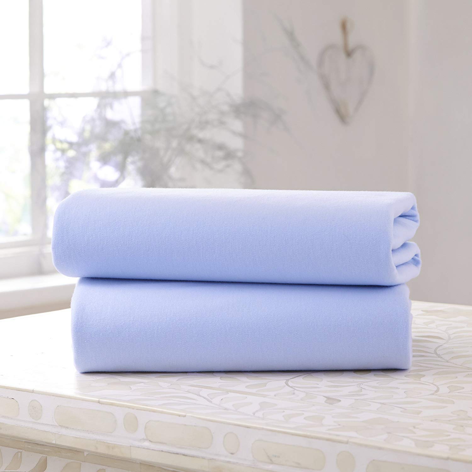 Clair de Lune 2 Pack Fitted Jersey Cotton Cot Sheets 60 x 120 cm (Blue) - Image 4