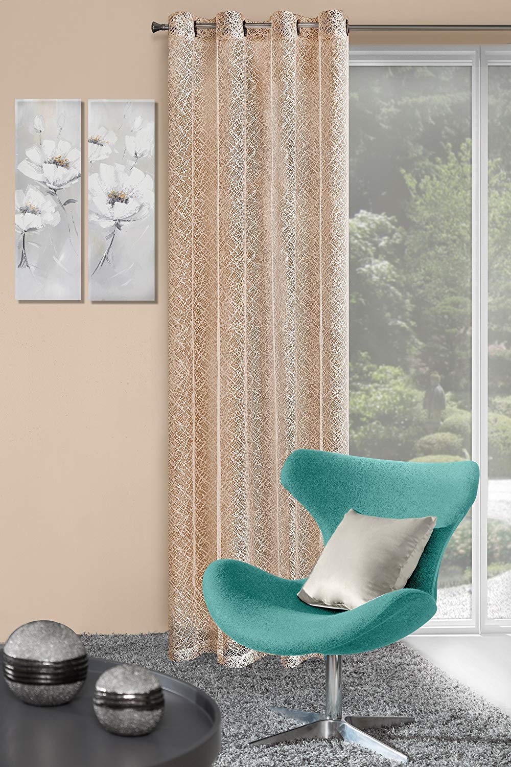 Eurofirany AMANDA Net Curtain with Eyelets, 1 Pc, Window Curtain, Transparent