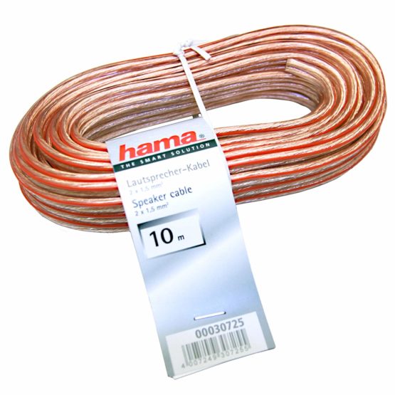 Hama - Speaker Cable 2 x 1.5 mm ² 10 M - Transparent