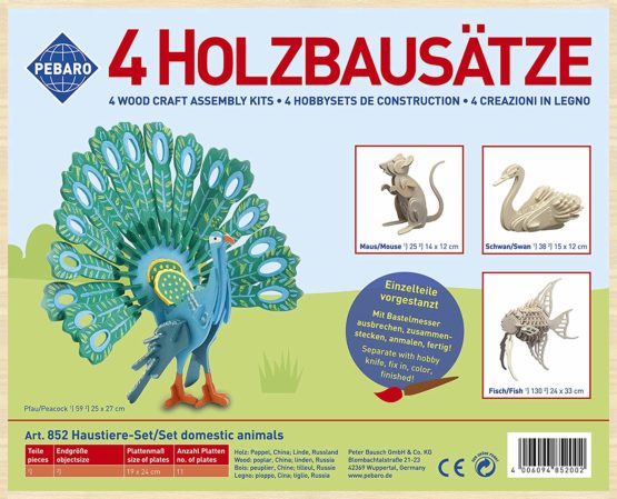 Donau Elektronik M852 Wood Design 4 pcs. Farm Animals, Multi-Colour