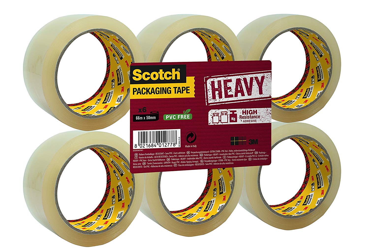 Scotch Secure Seal Packaging Tape Transparent 50 mm x 66 m 6 Rolls/Pack - Ideal for Packing Boxes and Parcels