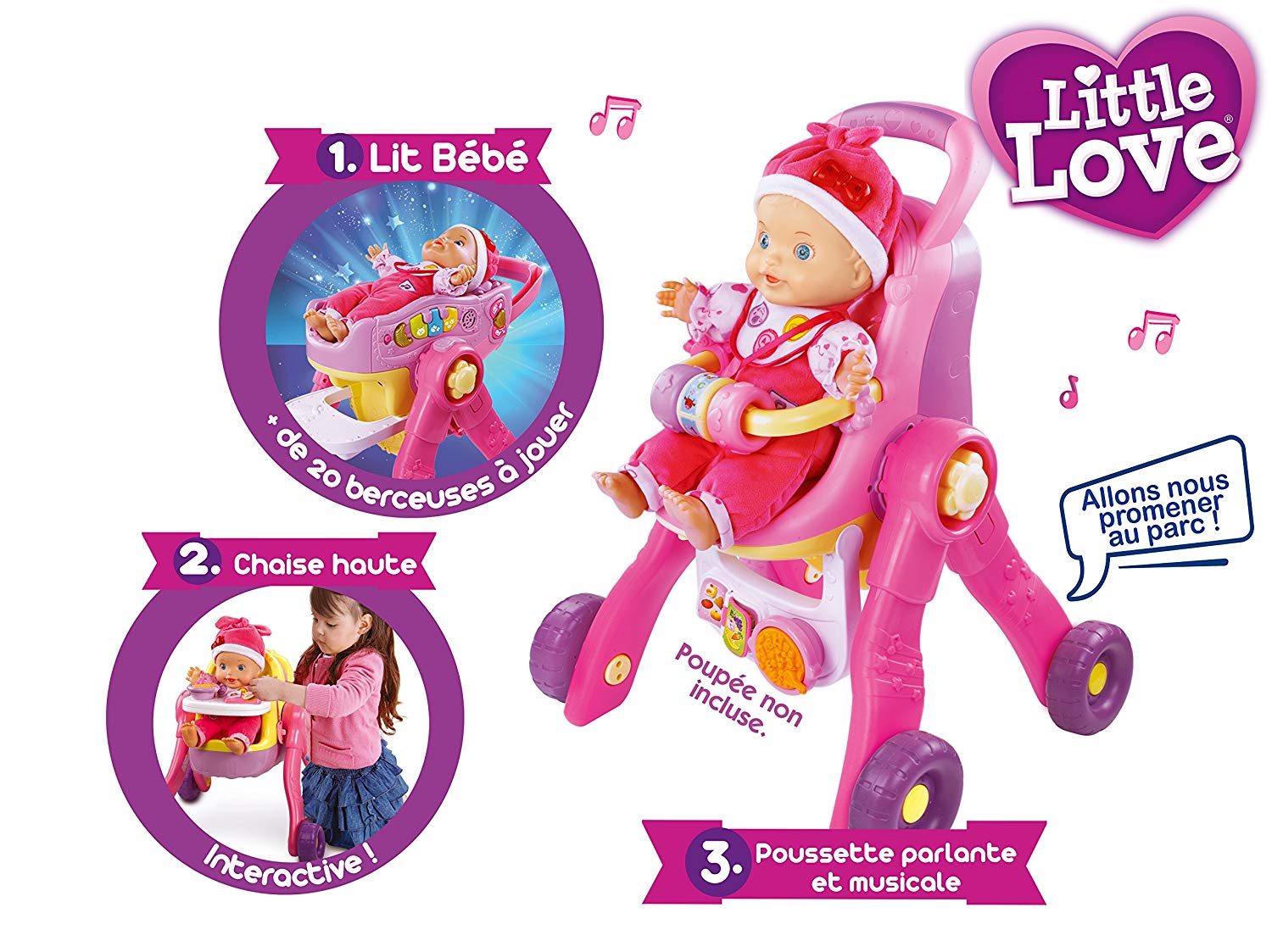 VTech Dolls Stroller, Little Love (154105), Little Love (French