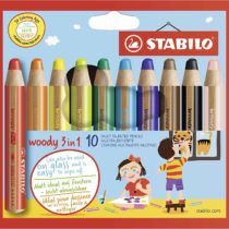 Multi-talented Pencil STABILO woody 3-in-1 Wallet of 10 Assorted Colours