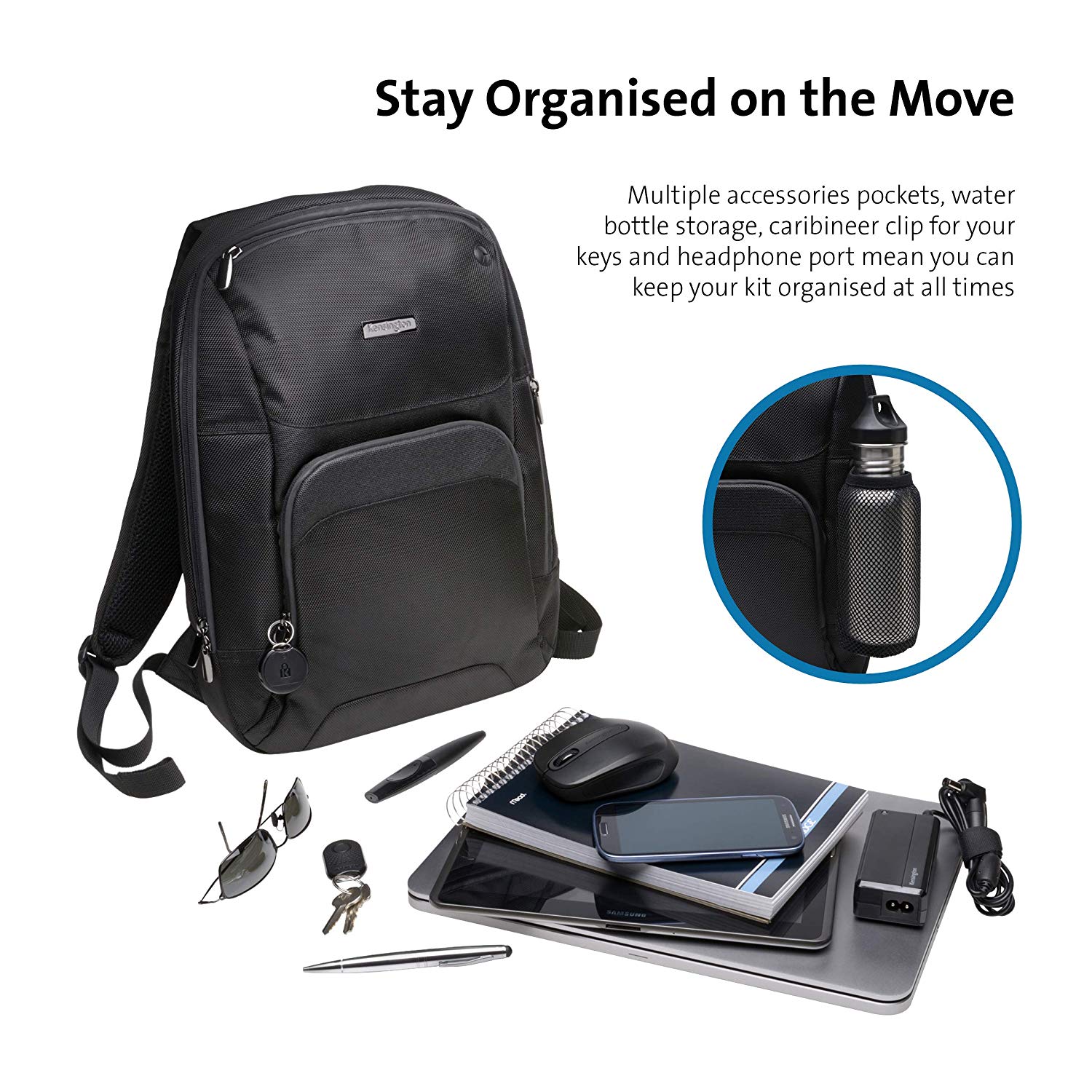 Kensington Ultrabook Backpack - TripleTrek 13.3" inch Laptop Rucksack for Men & Women, Up to 14 inches - Image 3