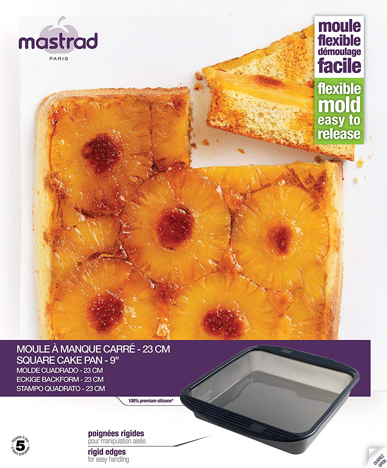 Mastrad Square Cake Baking Pan, Roasting Pan Dish - Silicone, Non-Stick, Dishwasher Safe, 9x9 inch, Grey - F40214 - Image 4