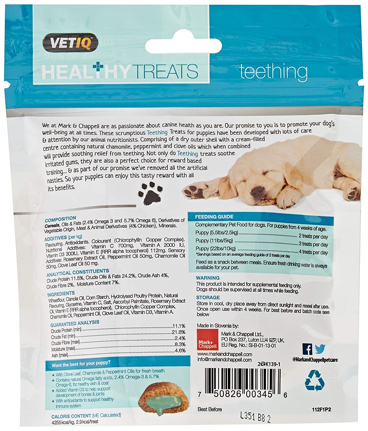 VETIQ Healthy Treats Denti-Care Teething For Puppies 4+ Weeks, Tasty Treats to Help Soothe Irritated Gums & Freshen Breath - Image 2