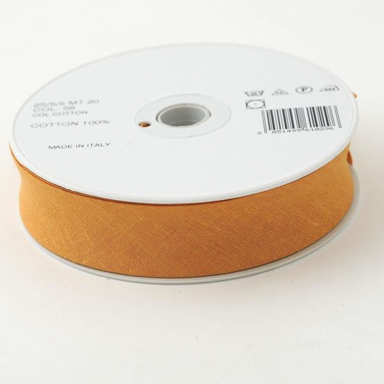 Inastri 25/5/5 mm Cotton Bias Binding, Honey Gold - Image 3
