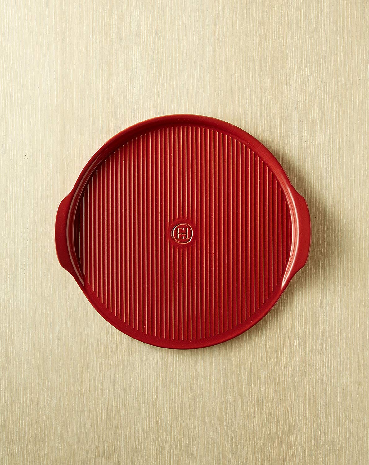 Ridged Pizza Stone, Burgundy, 37x37x3 cm - Image 2