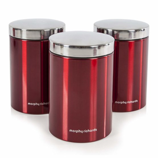 Morphy Richards 974100 Accents 6 Piece Storage Set, Stainless Steel, Red - Image 4