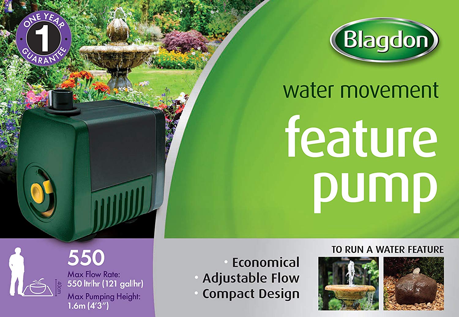 Blagdon Pump For Outdoor Water Feature, Adjustable Flow, Economical 