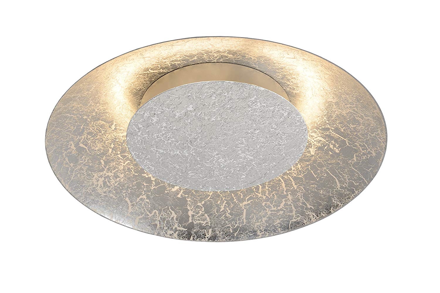 Lucide FOSKAL - Flush Ceiling Light - diameter 34,5 cm - LED - 1x12W 2700K - Silver, 34,5 x 34,5 x 7,3 cm