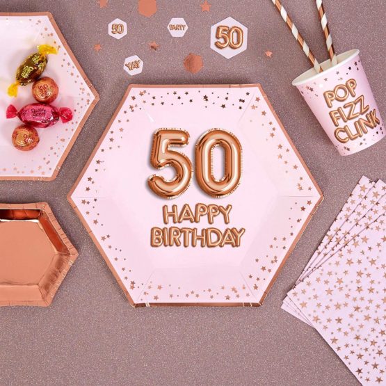 Neviti 773222 Glitz & Glamour - Plate - Large - Pink & Rose Gold - Age 50 Paper - Image 2