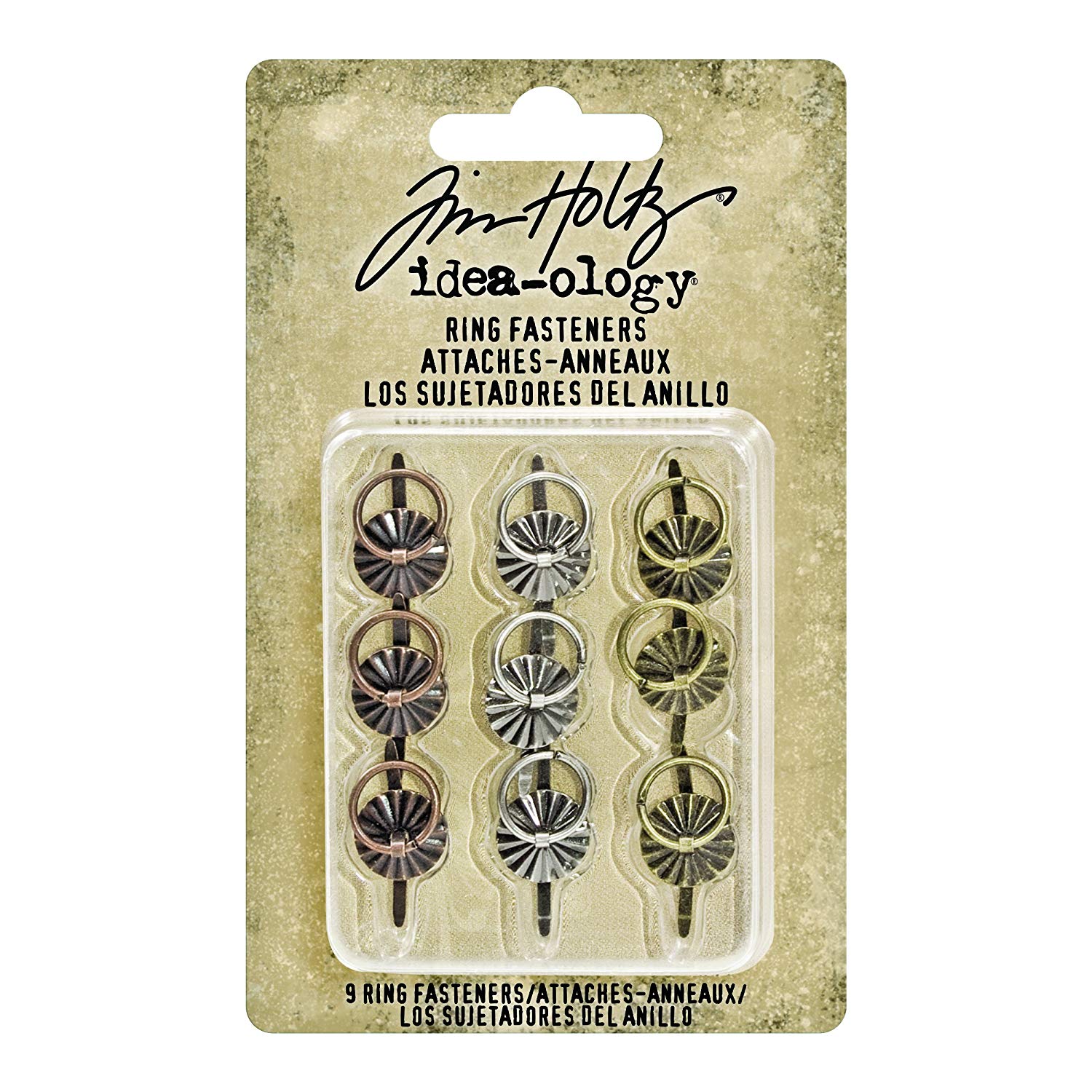 Tim Holtz idea-ology Ring Fasteners, Antique Nickel, Brass, Copper, Bronze - Image 2