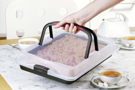 Zenker Rustidera with Lid, Steel / Polypropylene Teflon, 42.5x29.5x8 cm. 1 pc, Black / Transparent / Red, 42.5 x 29.5 x 8 cm - Image 4