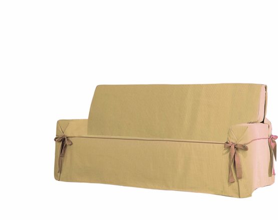 Eysa 2 Squares Poly Cotton Plus Universal/Non-Elastic Sofa Cover, Brown F6250111