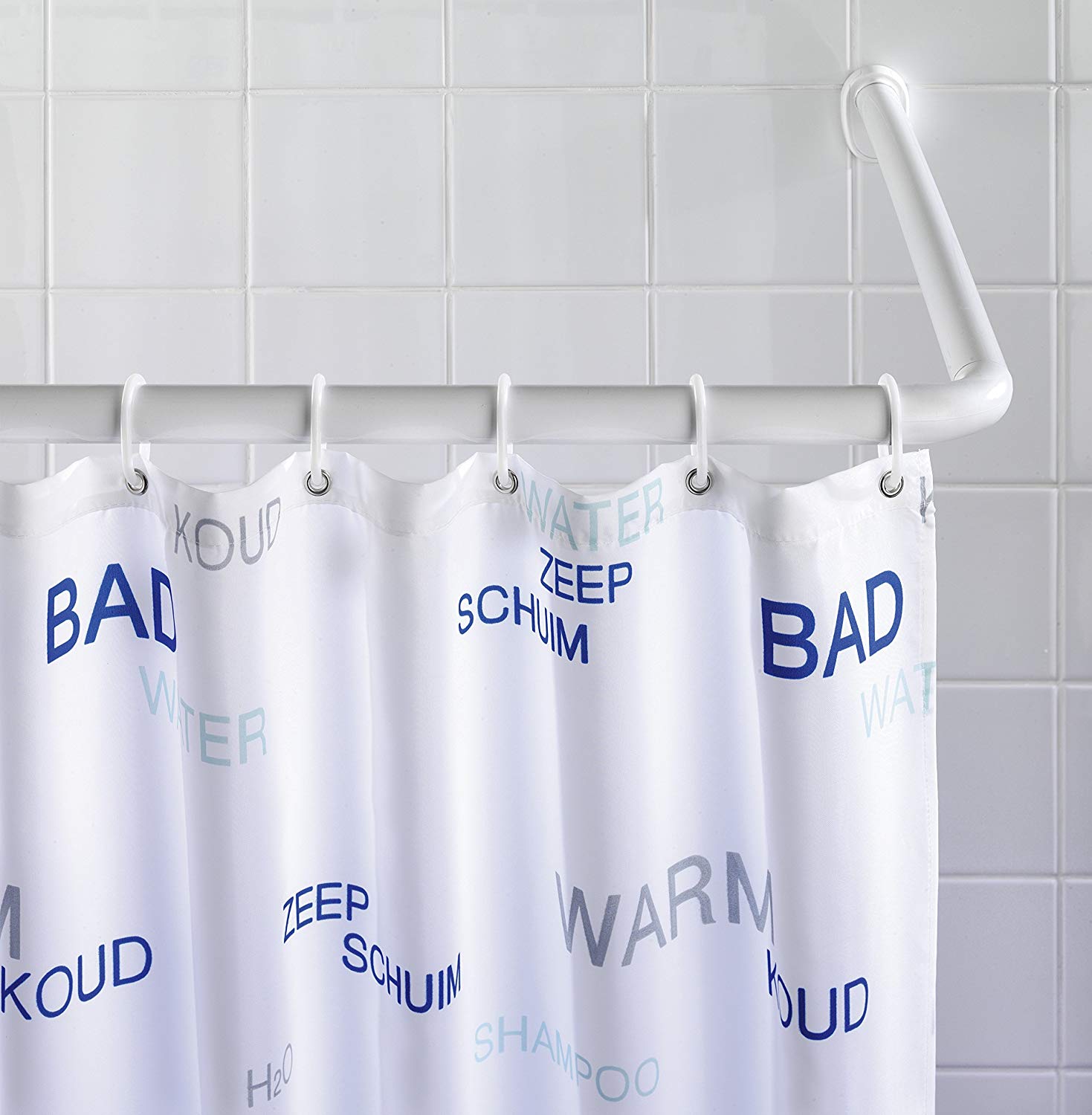 WENKO Universal Extra Strong Shower Curtain Bracket Rod, White - Image 2