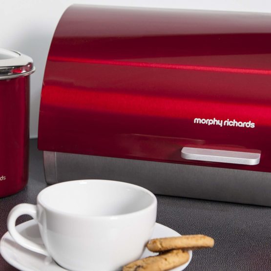 Morphy Richards 46241 Accents Roll Top Bread Bin, Stainless Steel, Red - Image 3