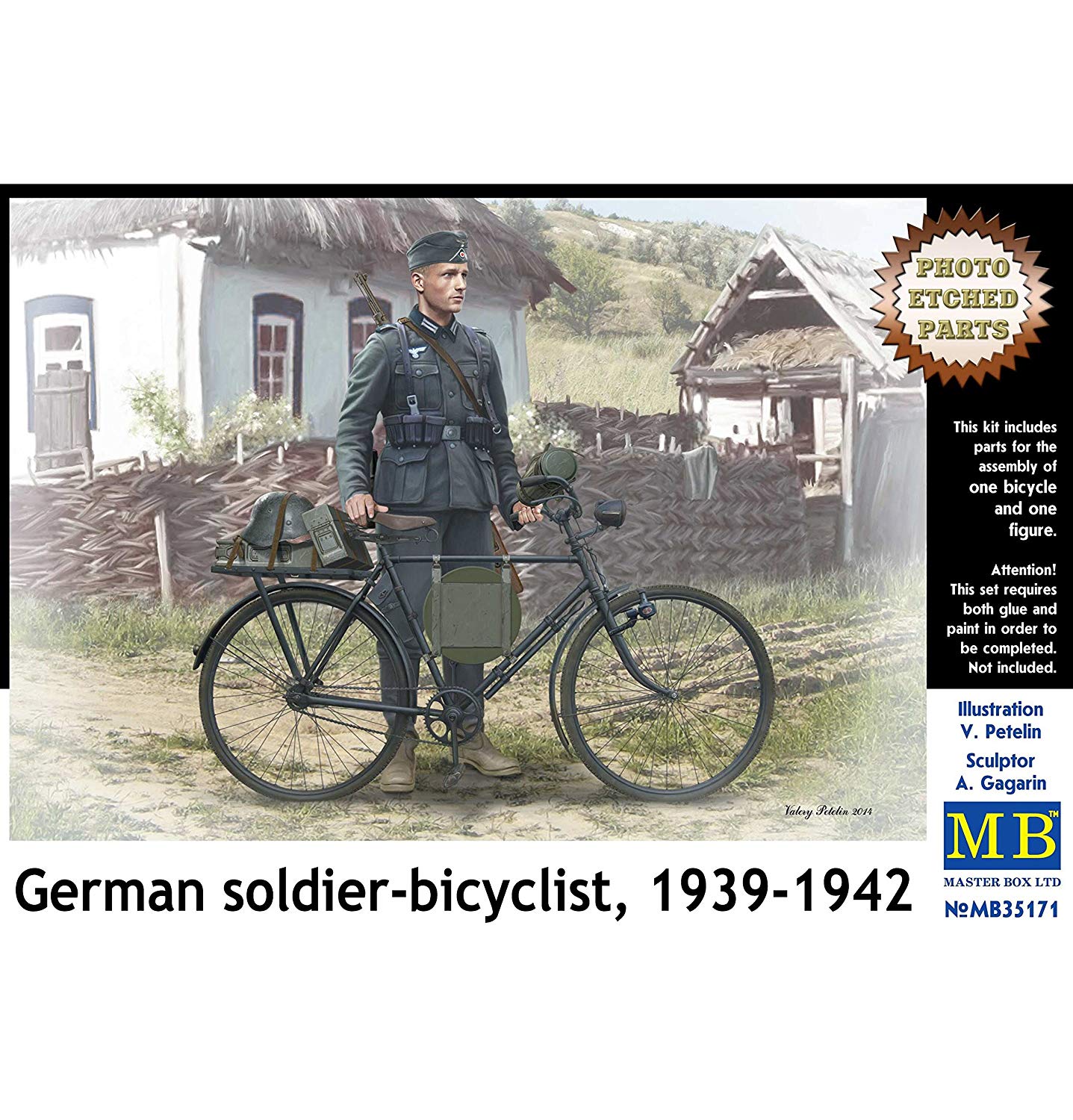 Masterbox 1:35 Scale German Soldier on Bike, 1939-1942 Figure, Grey, Small