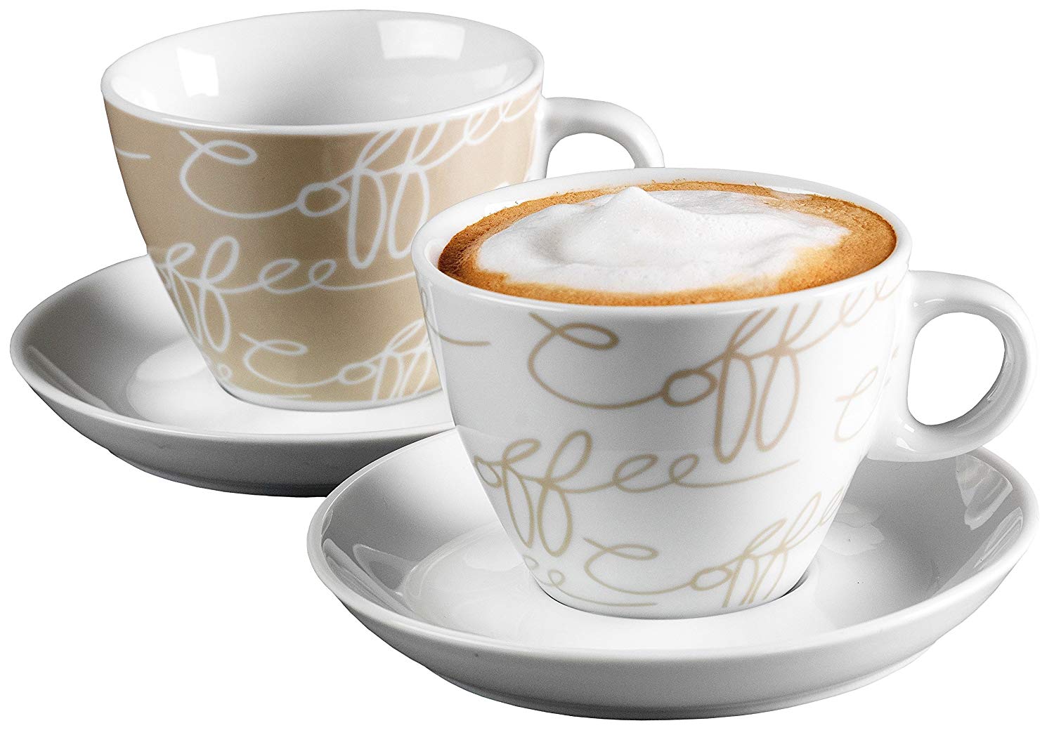 Ritzenhoff & Breker Cornello Creme 005752 Set of 2 Cappuccino Cups and saucers, Cream, 1 - Pack