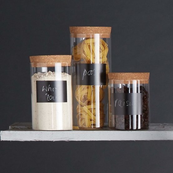 KitchenCraft Natural Elements Glass Storage Jar with Lid and Chalkboard Label, Glass / Cork, Small (700 ml) - Image 4
