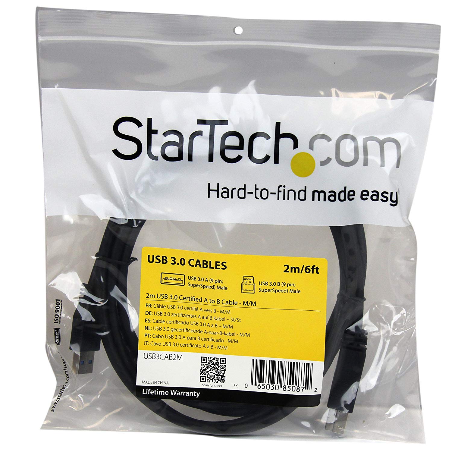 StarTech.com 2m 6 ft Certified SuperSpeed USB 3.0 A to B Cable Cord, USB 3 Cable, 1x USB 3.0 A (M), 1x USB 3.0 B (M), 2 meter - Image 4