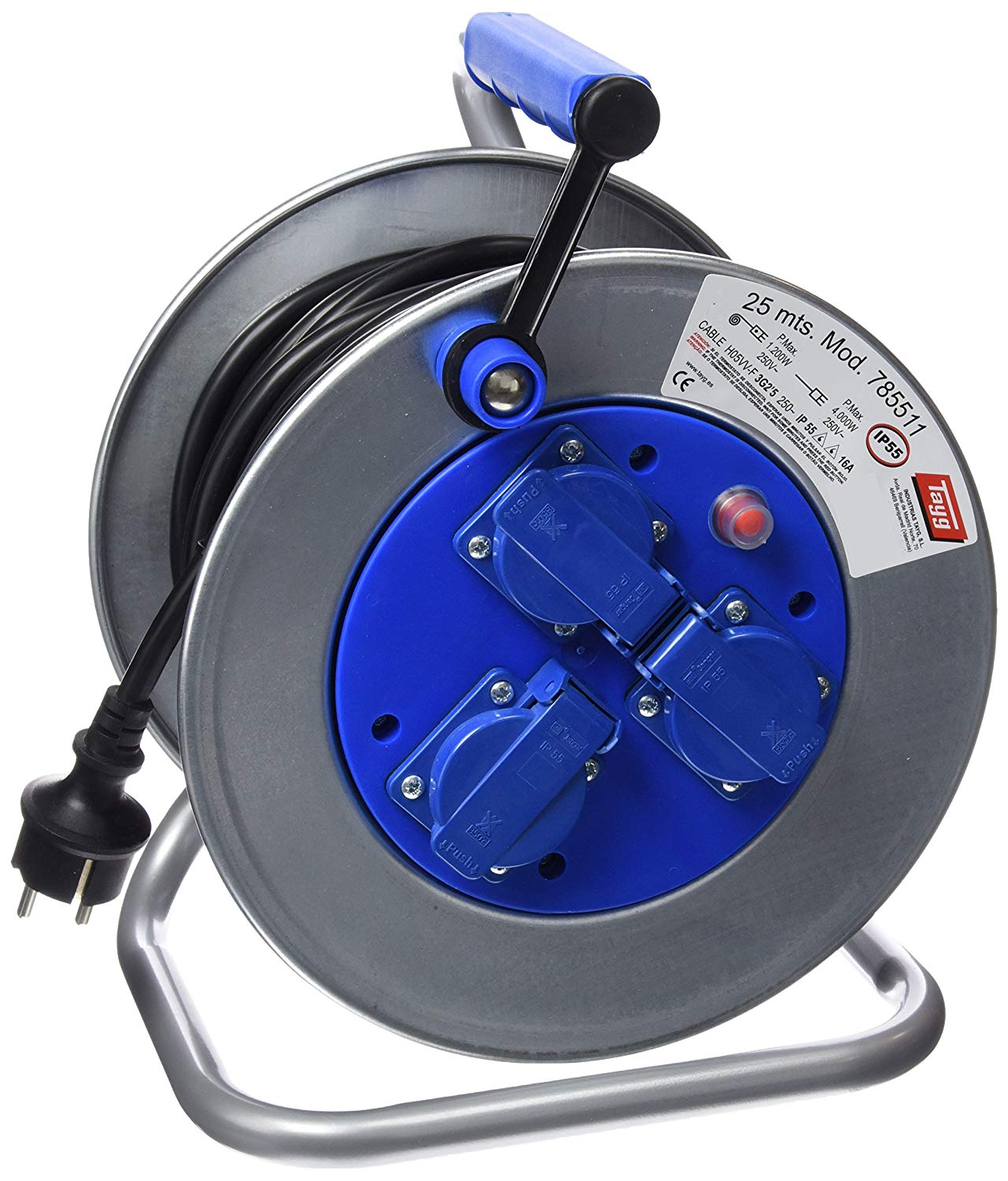 Water m85287 to use Metal 3 x 5 785511 Cable Reel 25 m, Blue, 25 Meters