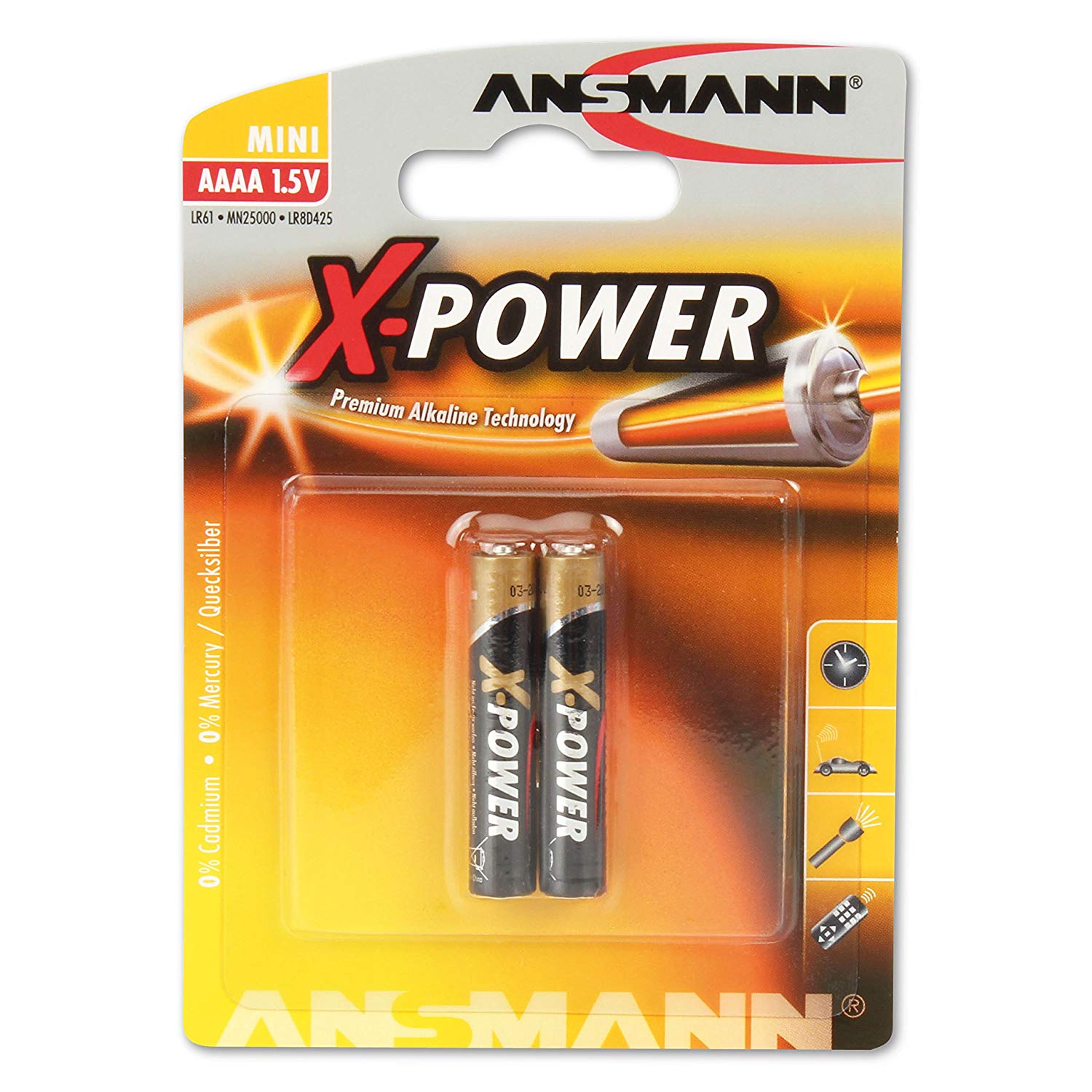Ansmann LR8 1.5V XPower AAAA Alkaline Battery Pack of 2 Used for