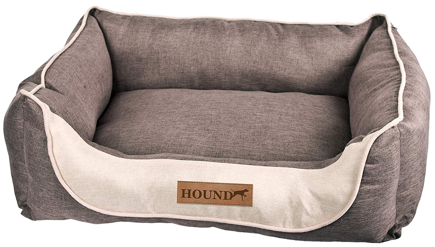 Hound Large Dog Bed, Washable Rectangle Faux Linen Pet Bedding with Anti-Slip Bottom