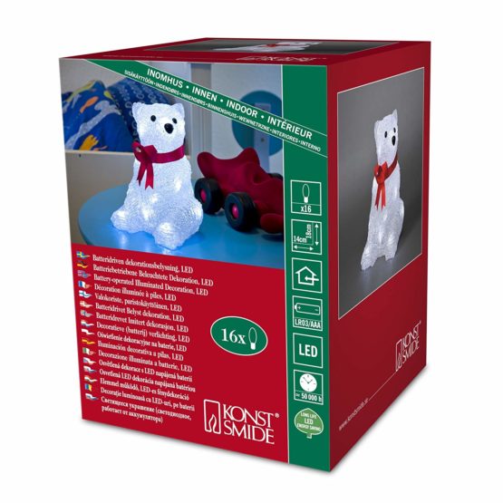 Konstsmide 6159-203 LED "Baby Bear" / For Indoor Use (IP20) / Battery Operated: 3xAAA 1.5V (excl.) / 16 Ice White Diodes