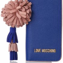 Love Moschino Women's Portacell Grain Pu Blu Clutch, Blue, 1 x 15 x 8 cm