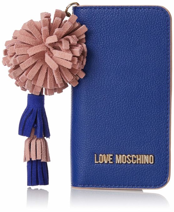 Love Moschino Women's Portacell Grain Pu Blu Clutch, Blue, 1 x 15 x 8 cm