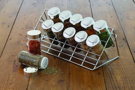 KitchenCraft Home Made Herb and Spice Rack Organiser with Jars, Gift Boxed, Chrome/Glass, 13 Pieces - Image 3