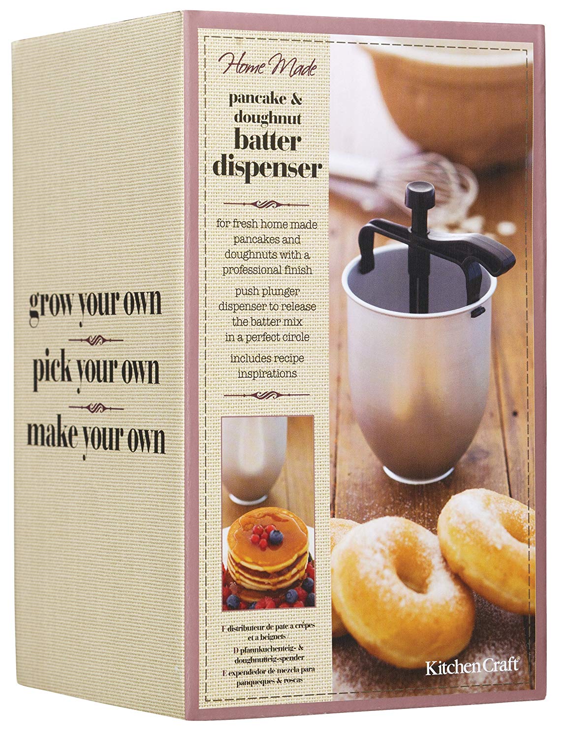 KitchenCraft Home Made Pancake Dispenser Non Stick, Metal Kitchen Accessory for Doughnuts and Batter with Recipes in Gift Box - Image 2