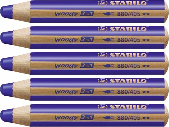Multi-talented Pencil STABILO woody 3-in-1 Box of 5 Ultramarine
