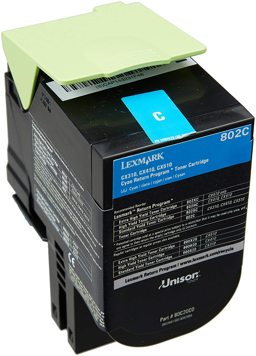 Lexmark 80C20C0 802C Cyan Return Program Toner - yields up to 1000 standard pages - (Consumables > Ink and Toner Cartridges)