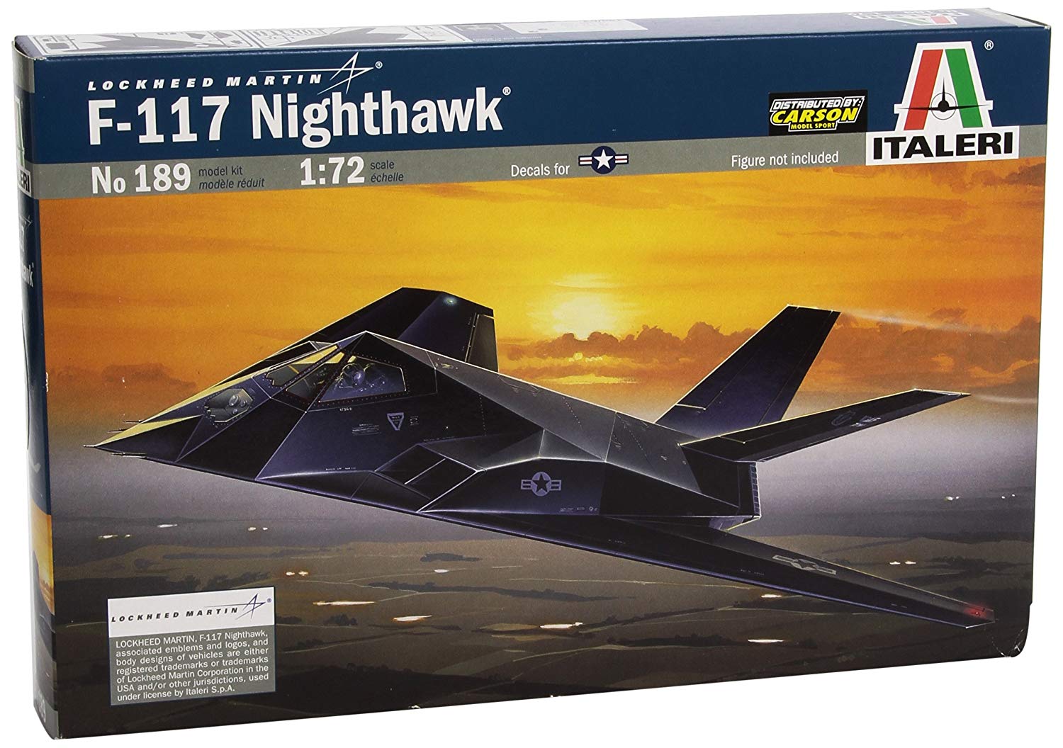 Italeri 510000189, 1:72 F-117A Stealth Night Hawk, Black, Gray